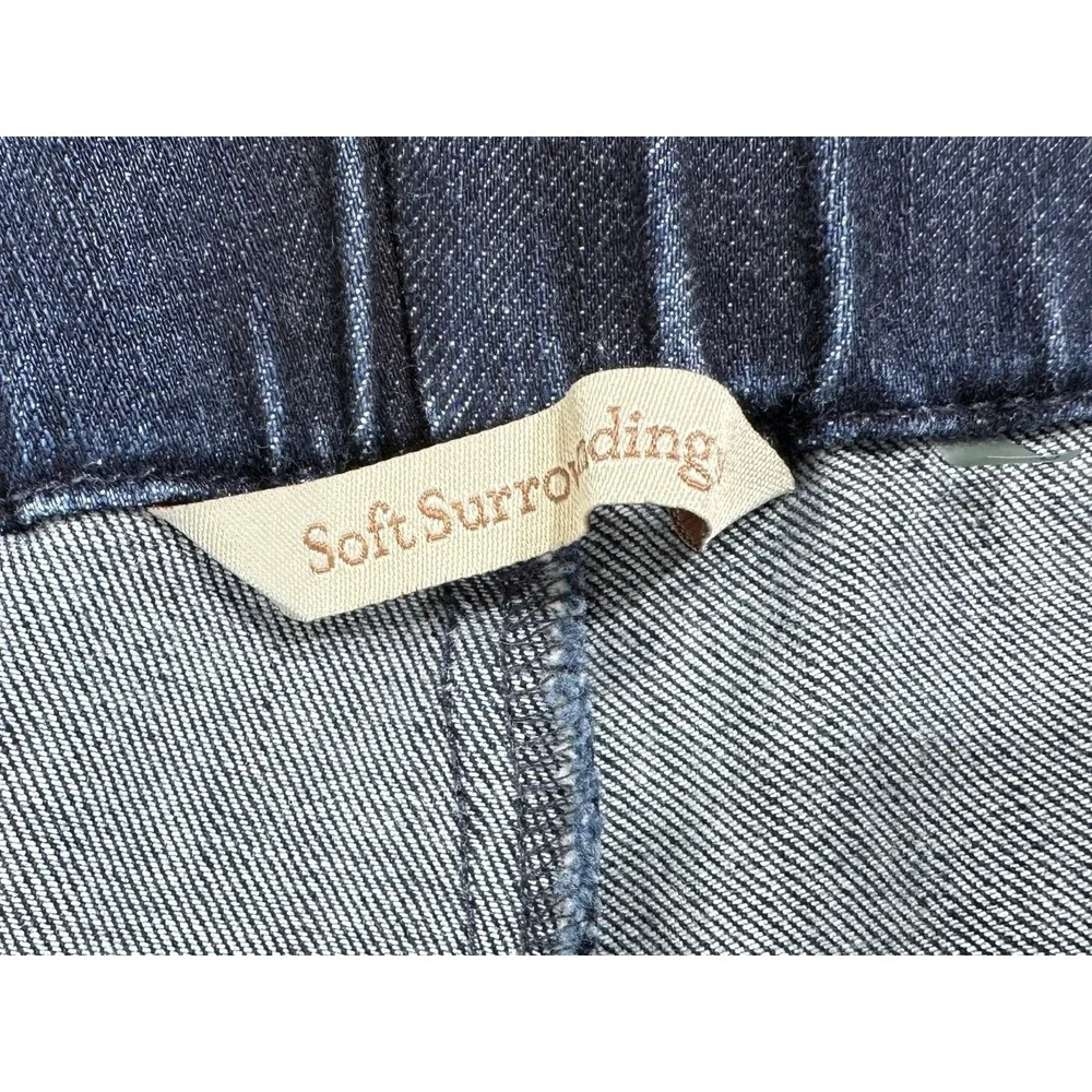 Soft Surroundings Pull On Jeans XL Dark Wash Blue Elastic Waist Denim‎ Pants